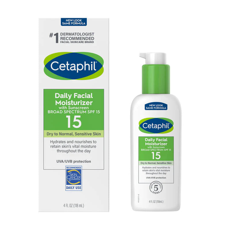Cetaphil Daily Facial Moisturizer Sunscreen SPF 15 Fragrance Free 4 fl oz (118 ml)
