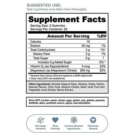 Goli Zero Sugar Magnesium Gummies – 60 Count