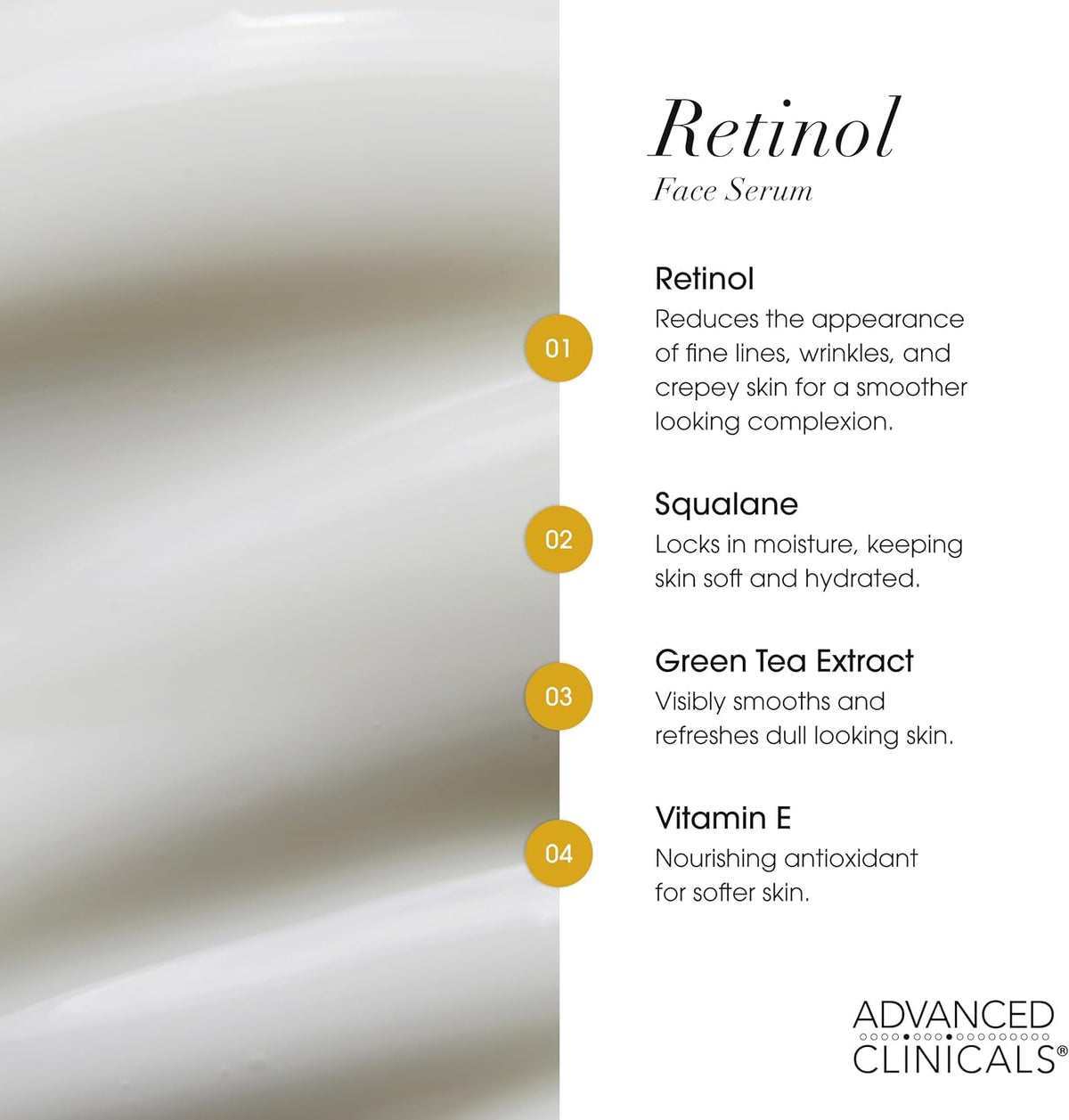 Advanced Clinicals Professional Strength Retinol Serum Anti Aging Wrinkle Reducing 1.75 Ounce Multi