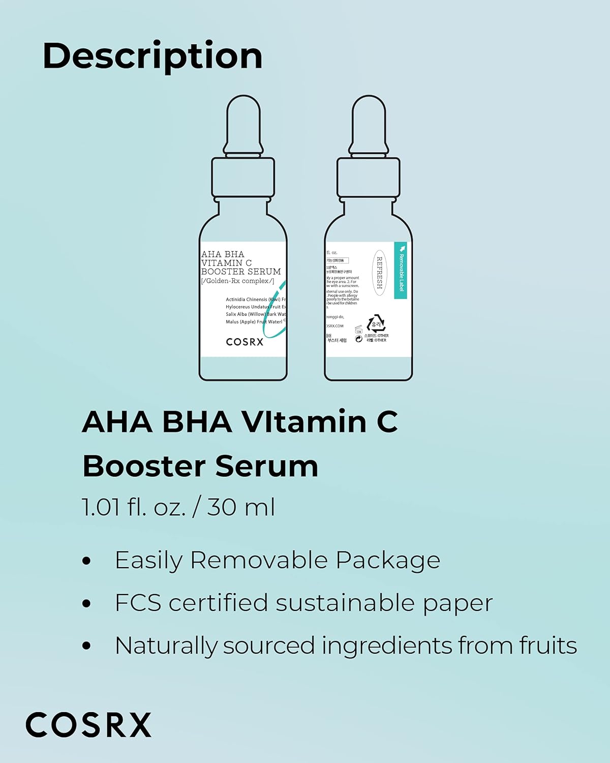 COSRX Refresh AHA BHA Vitamin C Booster Serum