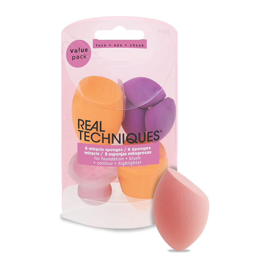 REAL TECHNIQUES Miracle Complexion Sponge (Pack Of 4), Orange, 4 Sponges