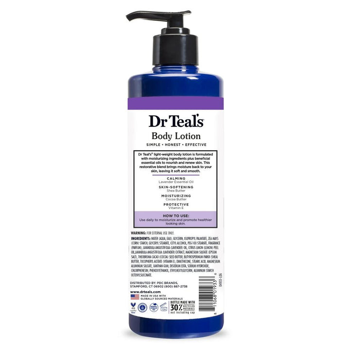 Dr Teal's 24 Hour Moisture Body Lotion with Lavender Essential Oil, 18 fl oz