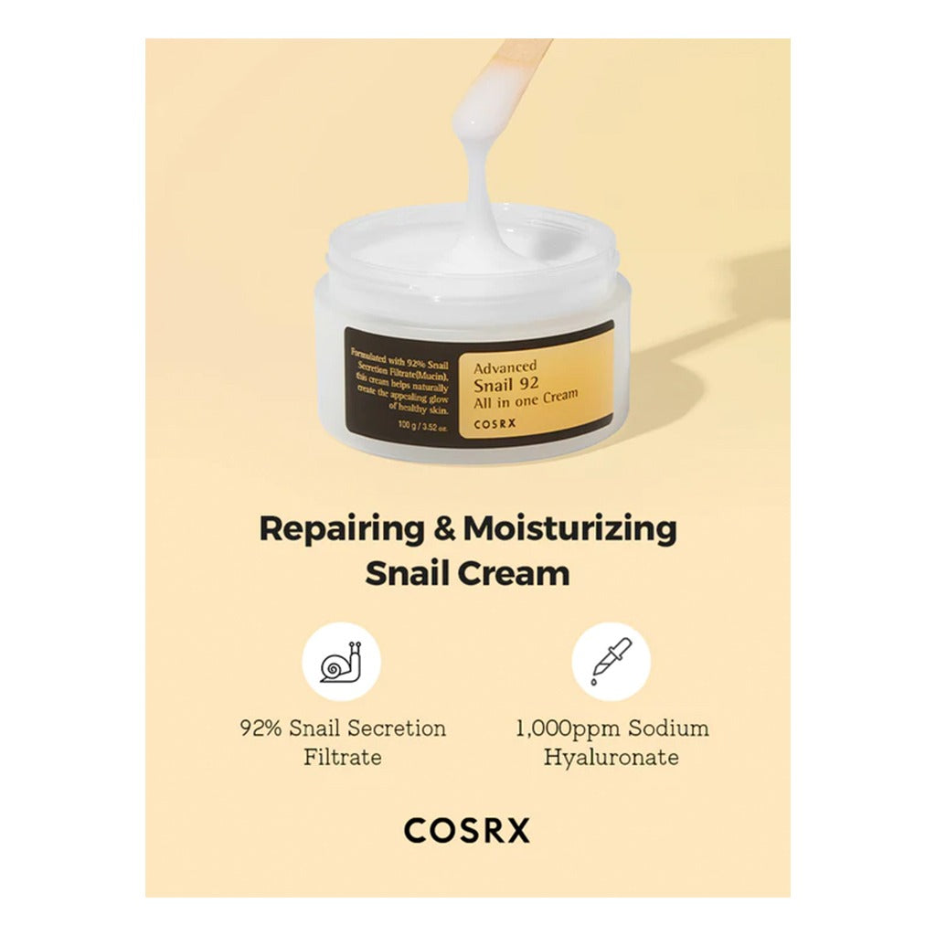 Pack of 2: COSRX Snail 96 Essence 100ml + Snail 92 Cream 100g