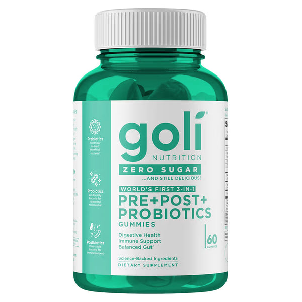 Goli Zero Sugar Pre, Post, Probiotic 60 Gummies