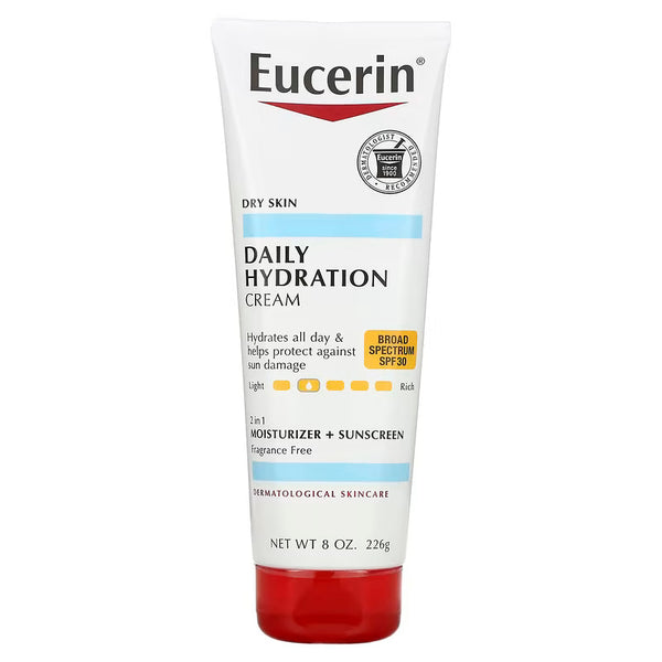 Eucerin Daily Hydration Body Cream SPF 30 – Moisturize & Protect, 8 Oz