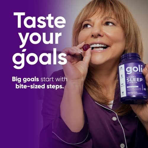 Goli Dreamy Sleep Gummy - 60 Count - Melatonin, Vitamin D, Magnesium, and Lemon Balm Extract - Gelatin-Free, Gluten-Free, Vegan &amp; Non-GMO