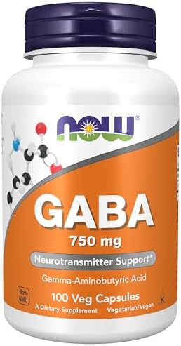 NOW Foods GABA 750mg – Non-Protein Amino Acid, 100 Veg Capsules