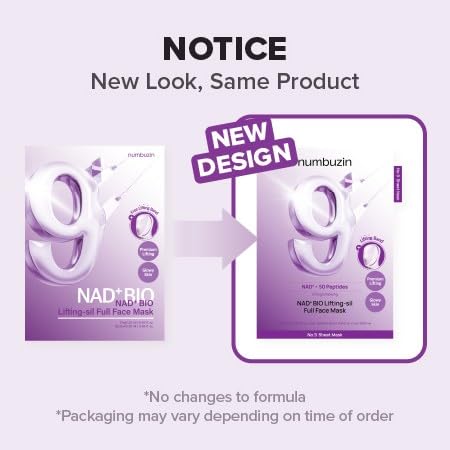Numbuzin No.9 Sheet Mask NAD+ BIO Lifting-sil Full Face Mask - 4 Sheets + Lifting Band