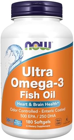 NOW Foods Supplements, Ultra Omega-3 Molecularly Distilled and Enteric Coated, 180 Softgels
