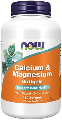 NOW Foods Supplements, Calcium And Magnesium with Vitamin D-3 and Zinc, Supports Bone Health*, 120 Softgels