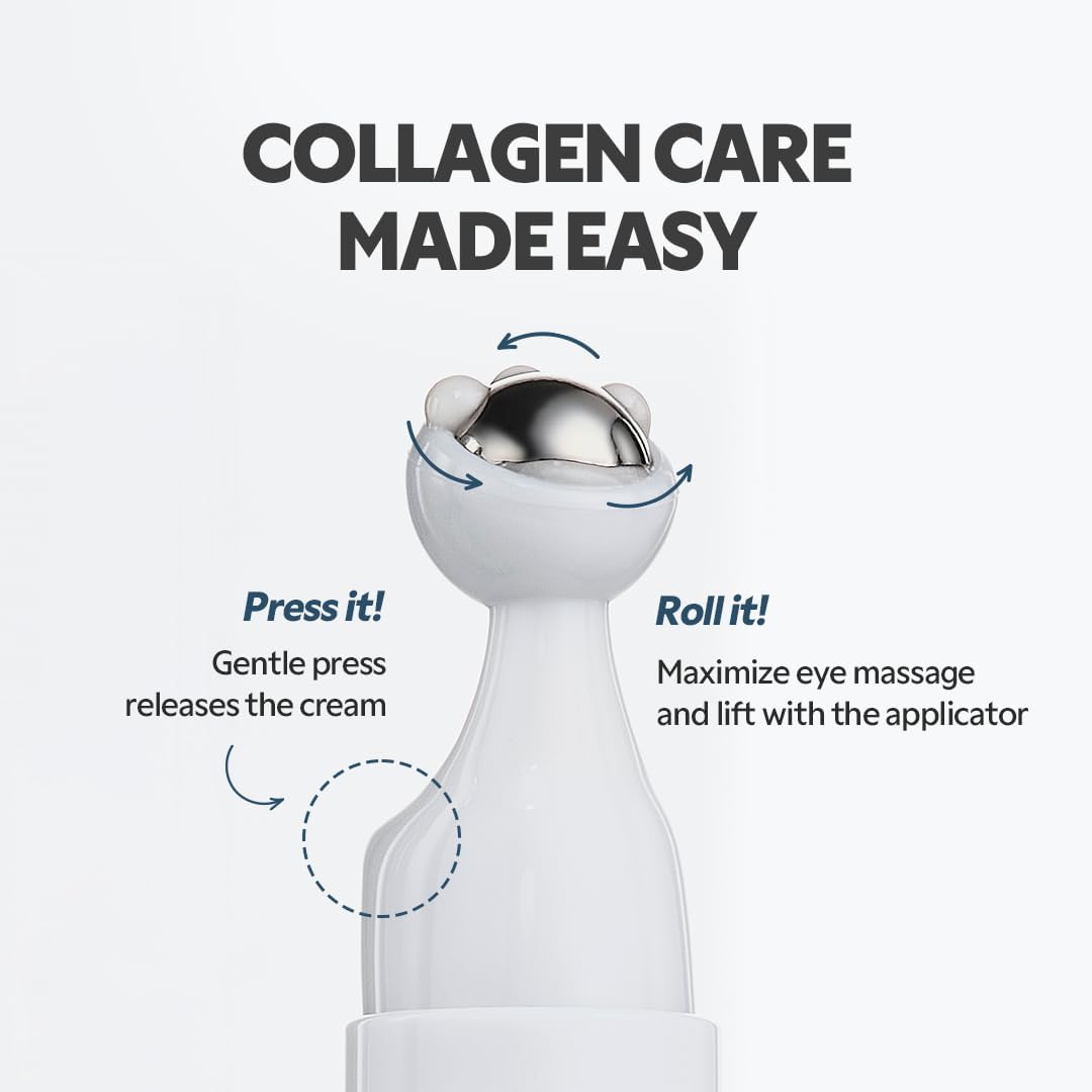 TIRTIR Collagen Lifting Eye Cream - Roller Applicator, Wrinkle Spot Treatment 15 ML