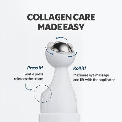 TIRTIR Collagen Lifting Eye Cream - Roller Applicator, Wrinkle Spot Treatment 15 ML