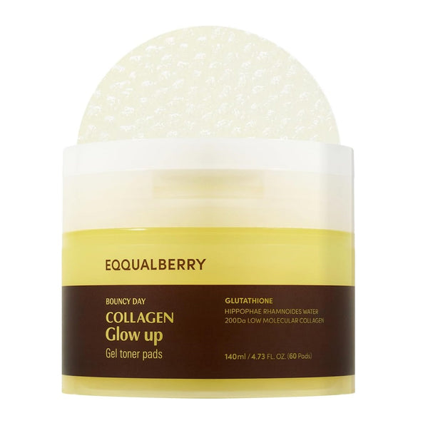 EQQUALBERRY Collagen Glow Up Gel Toner Pads 140ml (60 Pads)