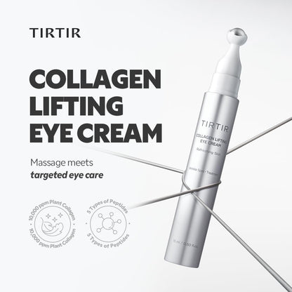TIRTIR Collagen Lifting Eye Cream - Roller Applicator, Wrinkle Spot Treatment 15 ML