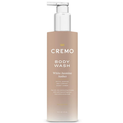 Cremo body wash bottle with pump on a white background