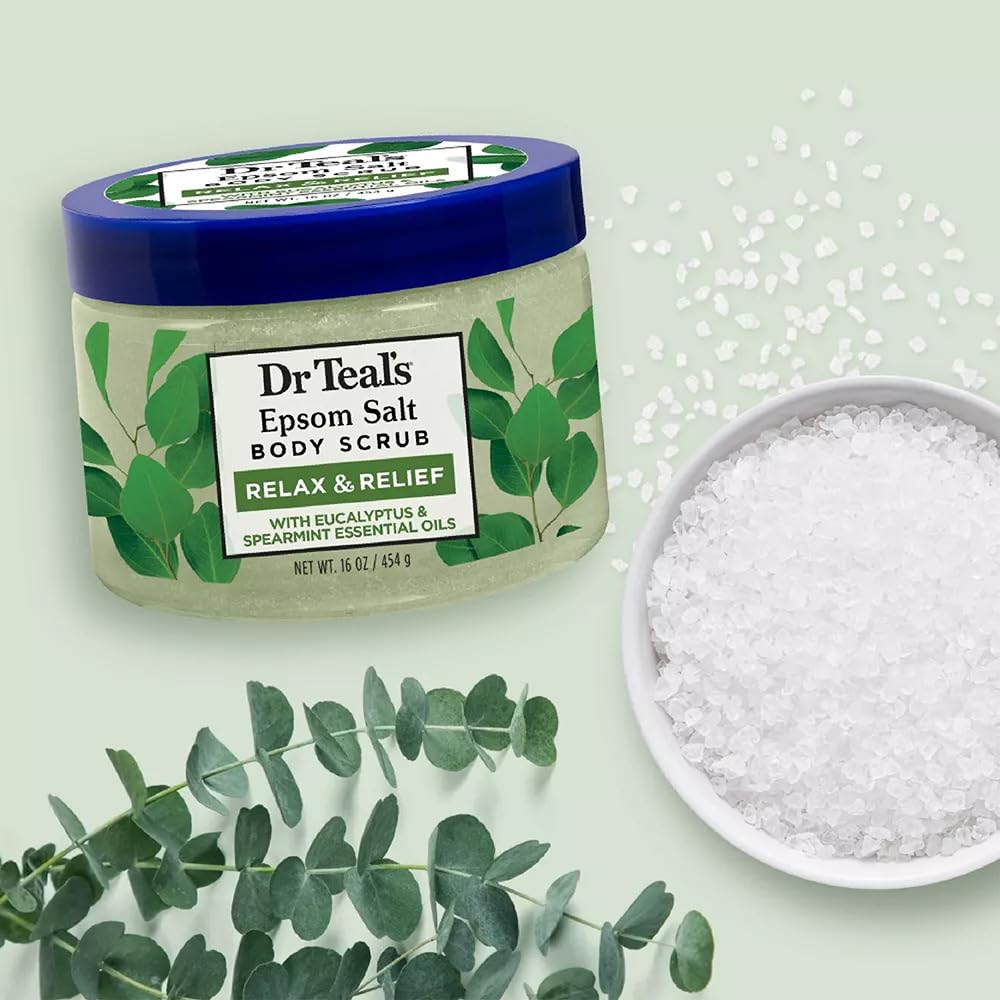 Dr Teal's Exfoliate & Renew with Eucalyptus & Spearmint Epsom Salt Body Scrub 16 OZ