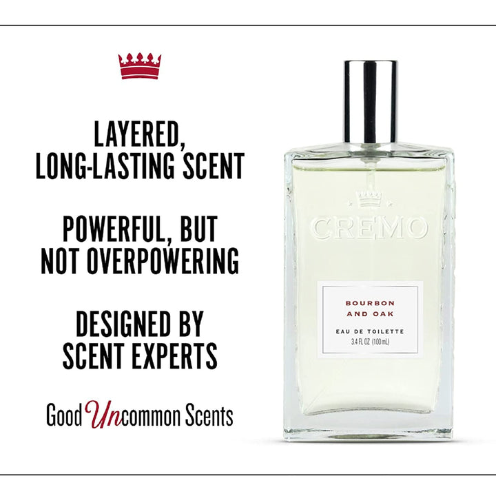 Cremo Bourbon & Oak Cologne Spray For Men 3.4 Oz