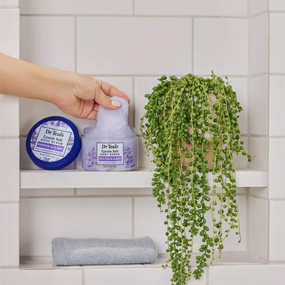 Dr Teal's Pure Epsom Salt Body Scrub, Soothe & Sleep with Lavender Essential Oils, 16 oz