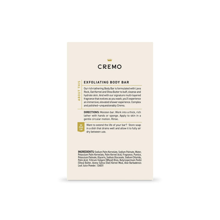 Cremo Exfoliating Italian Bergamot Body Bar for Men 5oz