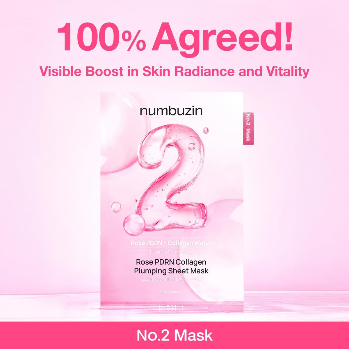 numbuzin No.2 Sheet Mask | Rose PDRN Collagen Plumping Sheet Mask 5ea