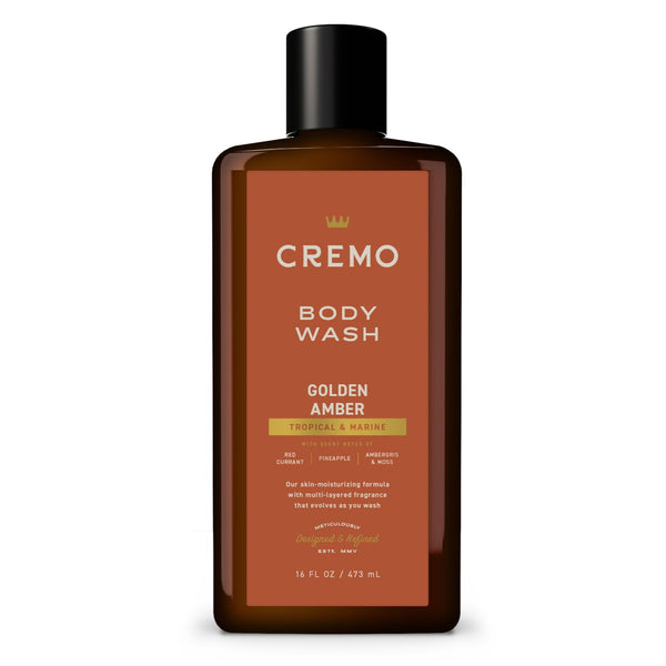 Cremo Rich-Lathering Golden Amber Body Wash for Men, Notes of Red Currant, Pineapple, Ambergris and Moss, 16 Fl Oz