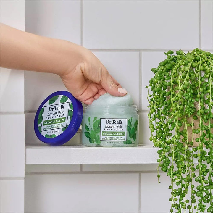 Dr Teal's Exfoliate & Renew with Eucalyptus & Spearmint Epsom Salt Body Scrub 16 OZ