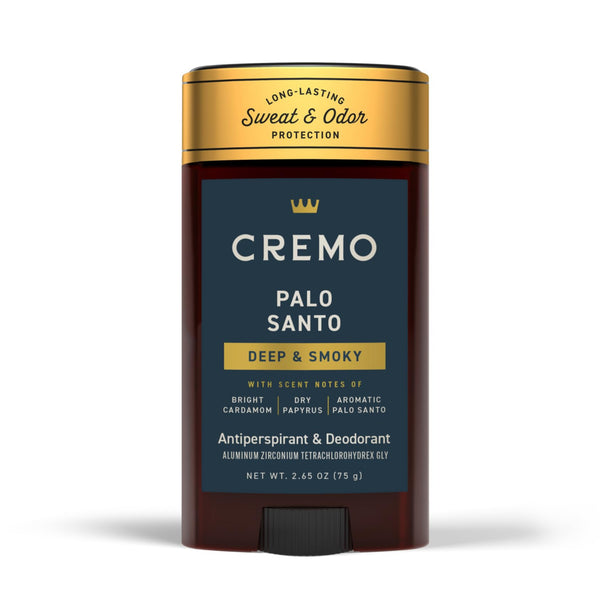 Cremo Palo Santo Antiperspirant & Deodorant for Men, 48-hour Sweat and Odor Protection, 2.65oz