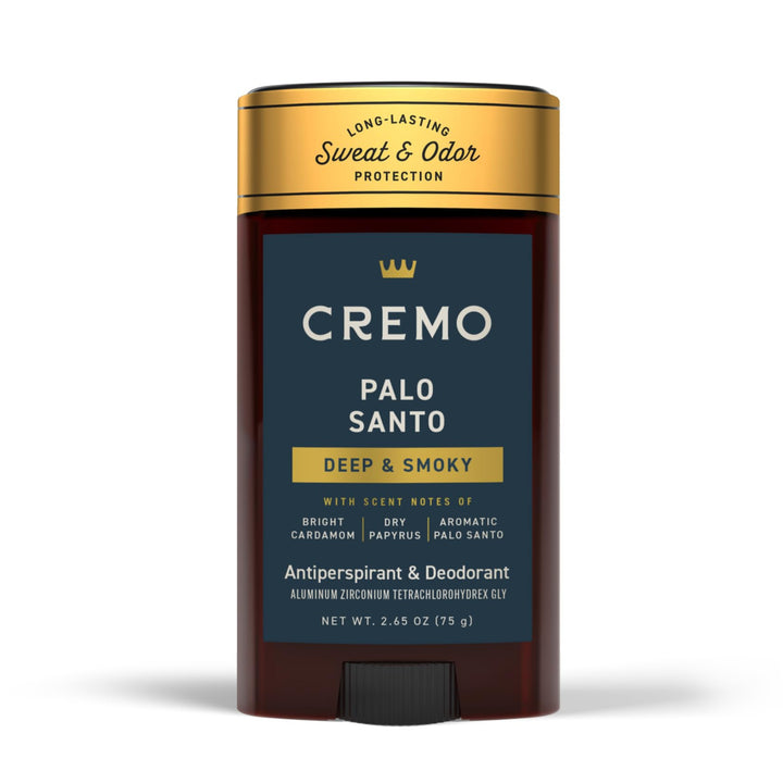 Cremo Palo Santo Antiperspirant & Deodorant for Men, 48-hour Sweat and Odor Protection, 2.65oz