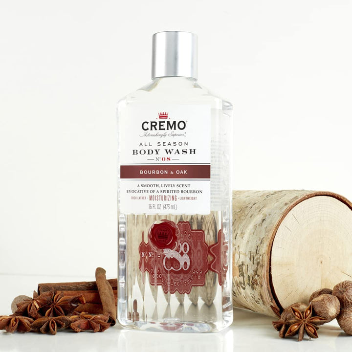 Cremo Bourbon & Oak Body Wash for Men, 16 Fl Oz