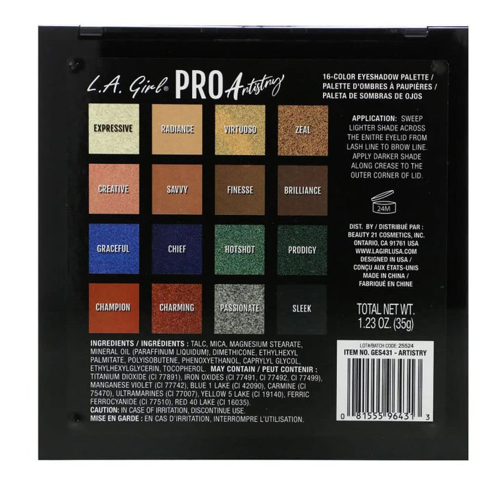 L.A. Girl PRO Eyeshadow Palette, Artistry GES431