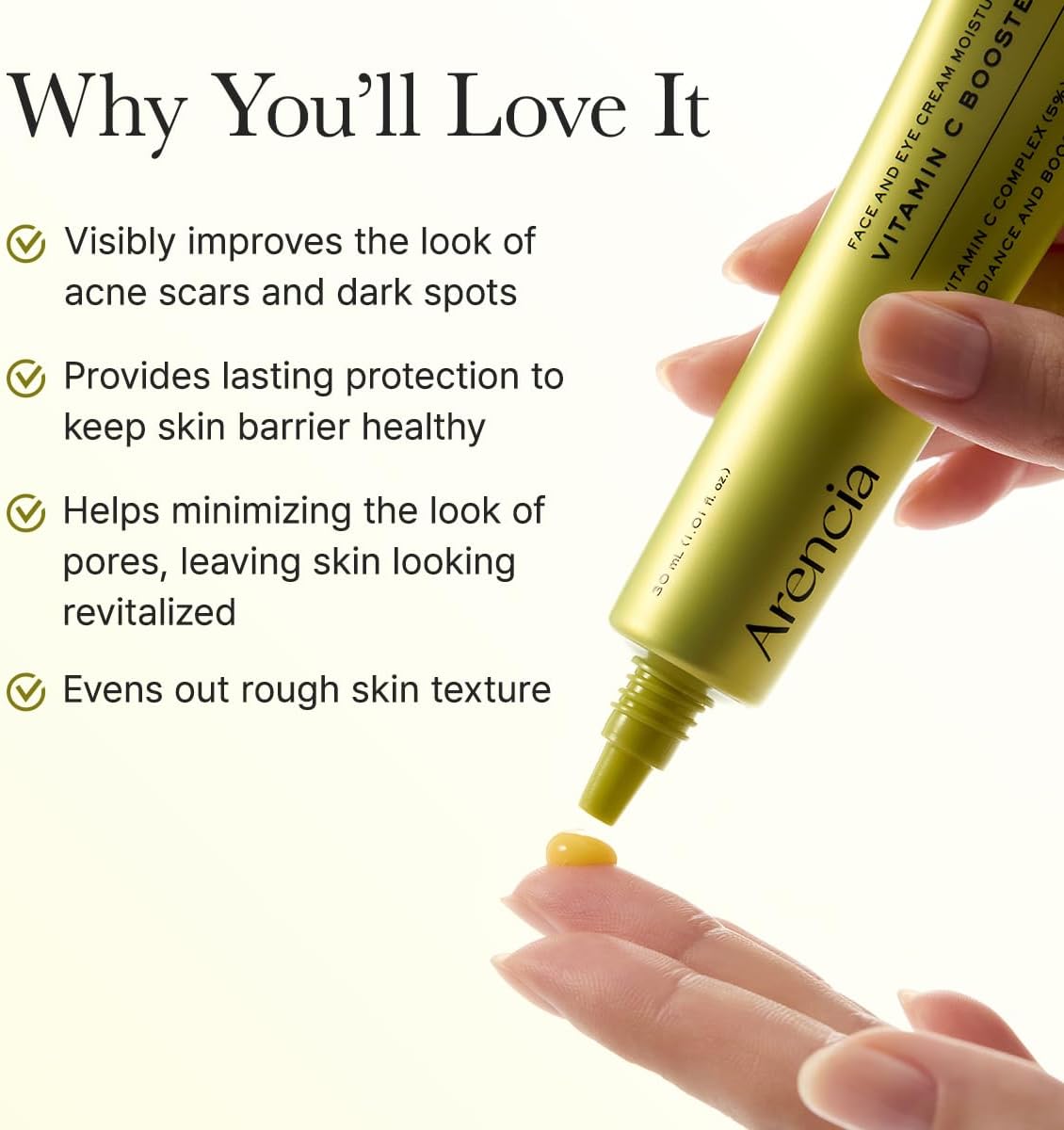Arencia Vitamin C Booster Serum with Glutathione, Niacinamide and Vitamin E for Glow Skin 1.01 fl oz
