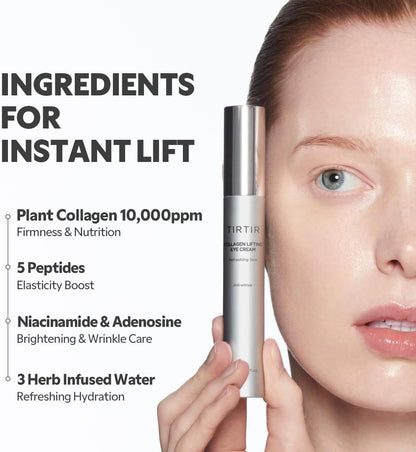 TIRTIR Collagen Lifting Eye Cream - Roller Applicator, Wrinkle Spot Treatment 15 ML