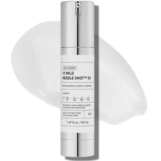 VT COSMETICS Mild Reedle Shot 50, Day & Night Repairing Essence for Dull, Tired Skin 1.69Fl Oz(50ml)