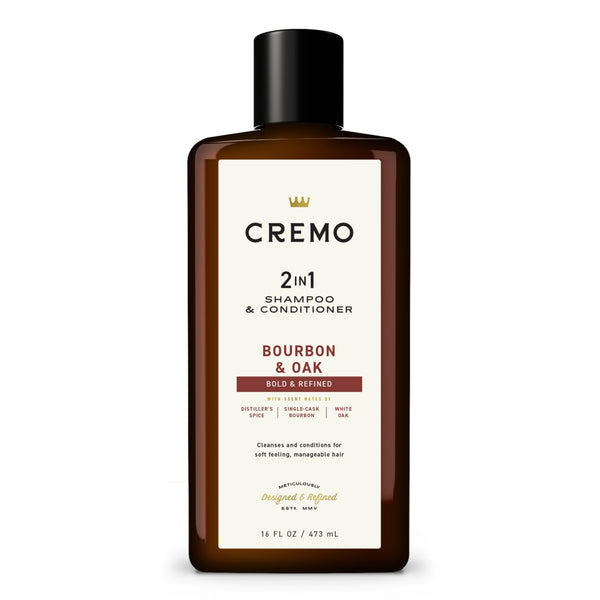 Cremo Bourbon & Oak 2 in 1 Shampoo & Conditioner for Men 16 Fl Oz