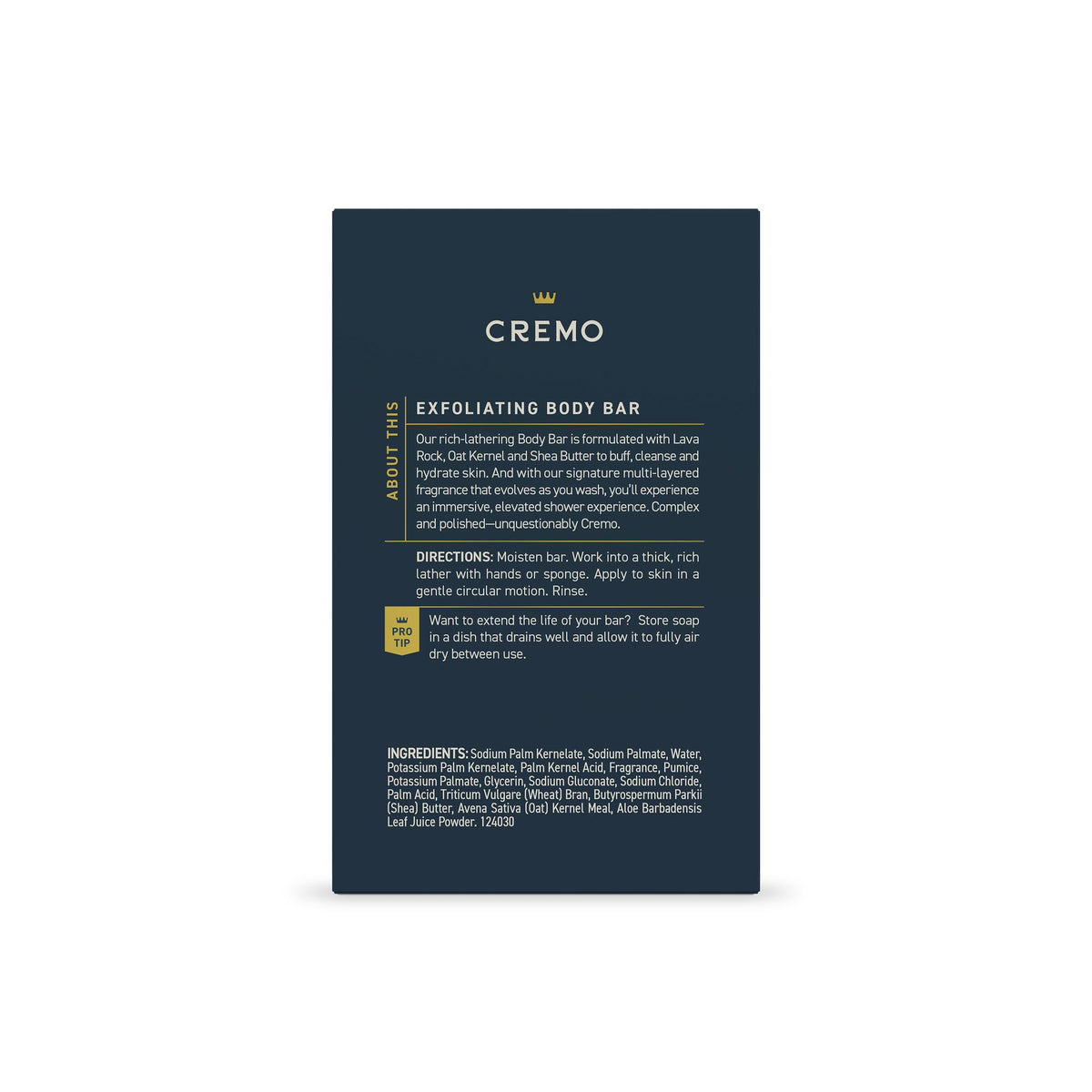 Cremo Exfoliating Body Bar for Men Palo Santo Scent 5 Oz