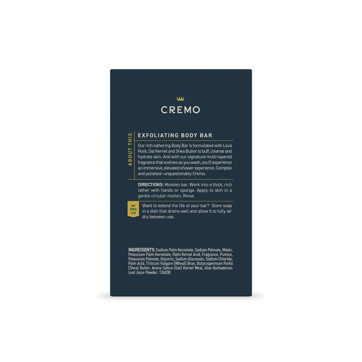 Cremo Exfoliating Body Bar for Men Palo Santo Scent 5 Oz