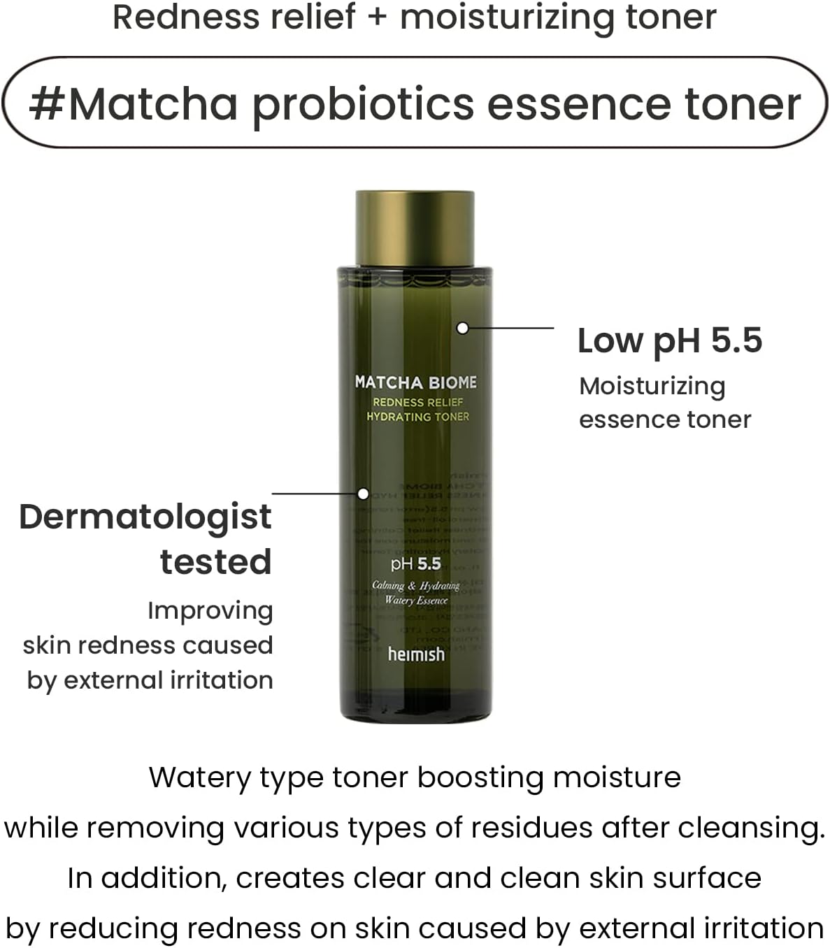 Heimish Matcha Biome Redness Relief Hydrating Toner 5.07 fl.oz / 150 ml