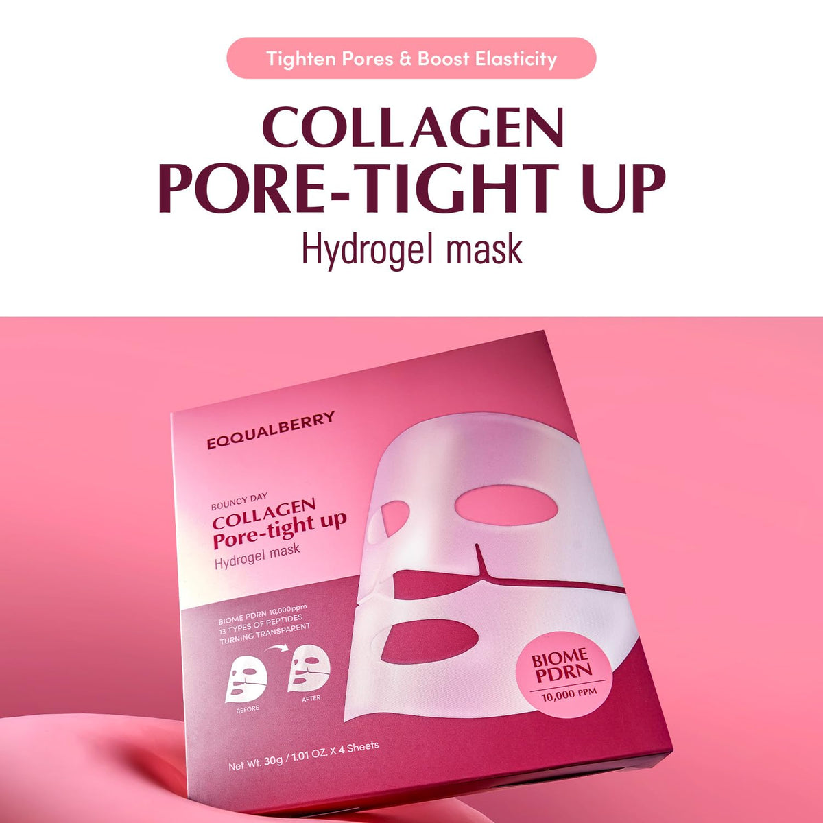 EQQUALBERRY Collagen Pore-Tight Up Hydrogel Mask 30g (4 Sheets)