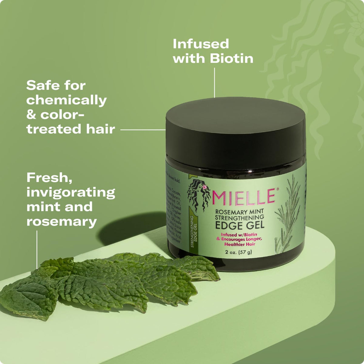 Mielle Organics Rosemary Mint Strengthening Edge Gel For Sleeking And Taming Hair 57g