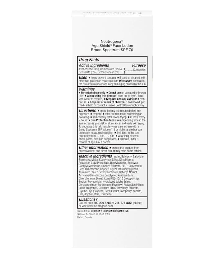 NEUTROGENA Age Shield Lotion Face SPF70 3 oz (88 ml)