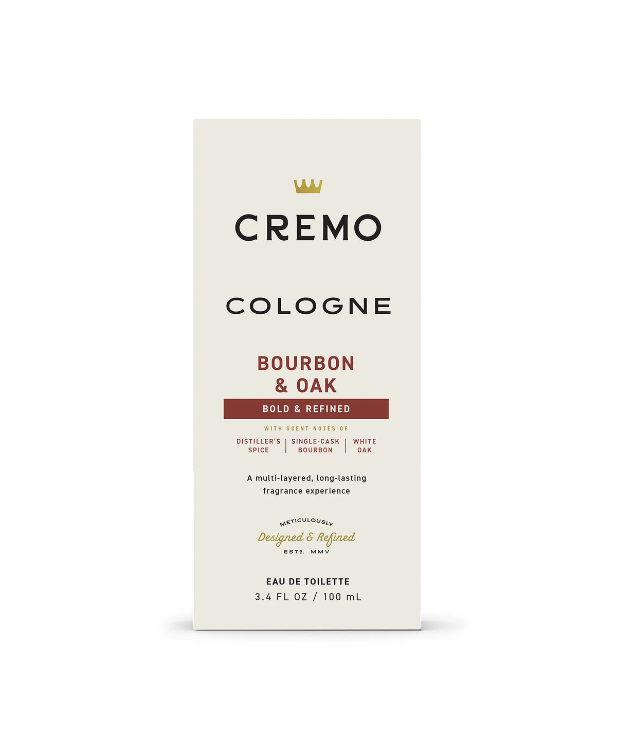 Cremo Bourbon & Oak Cologne Spray For Men 3.4 Oz