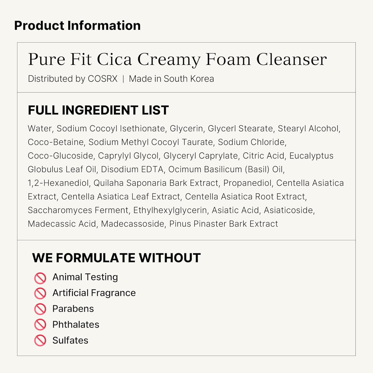COSRX Pure Fit Cica Creamy Foam Cleanser
