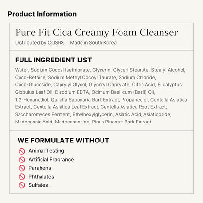 COSRX Pure Fit Cica Creamy Foam Cleanser