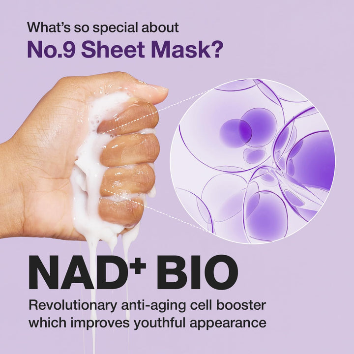Numbuzin No.9 Sheet Mask NAD+ BIO Lifting-sil Full Face Mask - 4 Sheets + Lifting Band