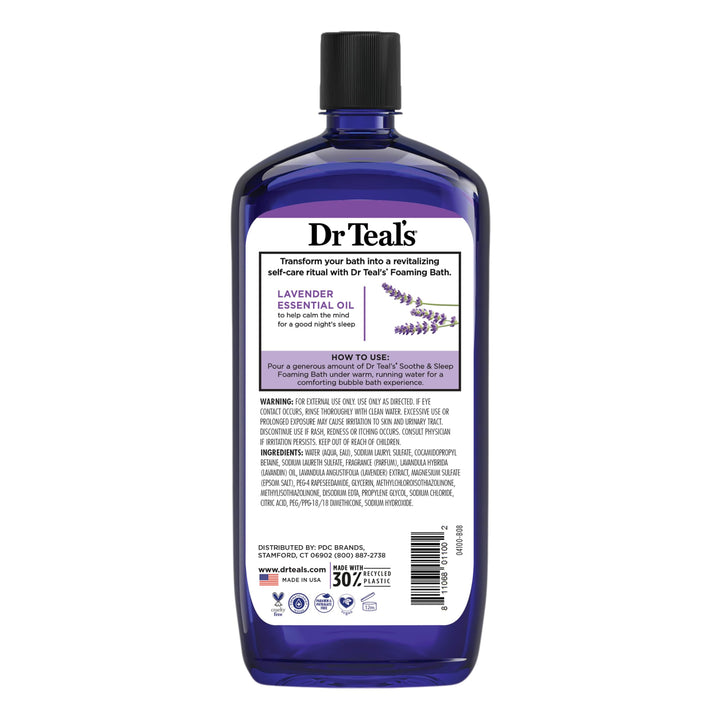 Dr Teal's Foaming Bath with Pure Epsom Salt, Soothe & Sleep with Lavender, 34 fl oz