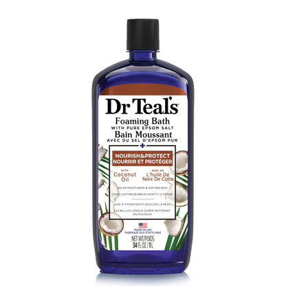 Dr. Teal's Coconut Oil Foaming Bath with Pure Epsom Salt Nourish & Protect 34 oz