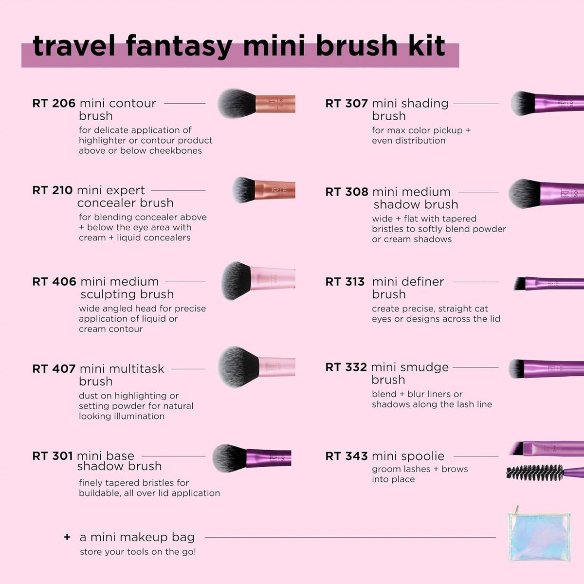 Real Technique Travel Fanstasy Mini Brush Kit (10 Pcs)
