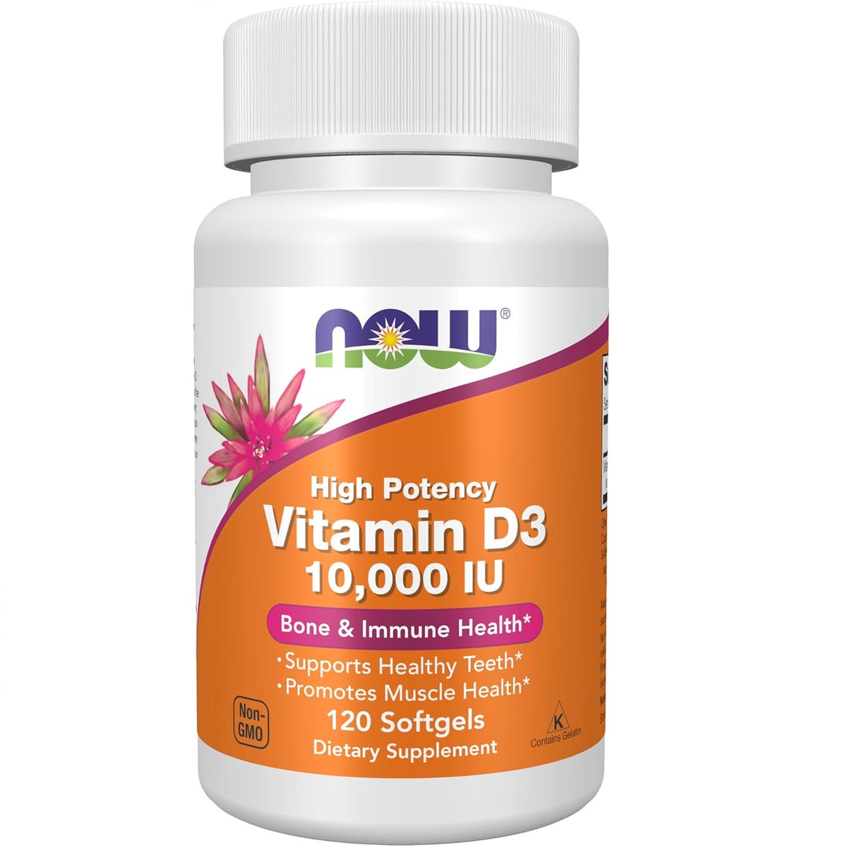NOW Foods Supplements, Vitamin D-3 10,000 IU, Highest Potency, Structural Support*, 120 Softgels