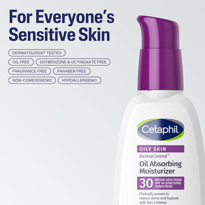 Cetaphil Derma Control Oil Absorbing Moisturizer with Sunscreen- 4 oz / 113 ml