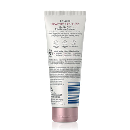 Tube of Cetaphil Healthy Radiance Gentle PHA Exfoliating Cleanser on a white background